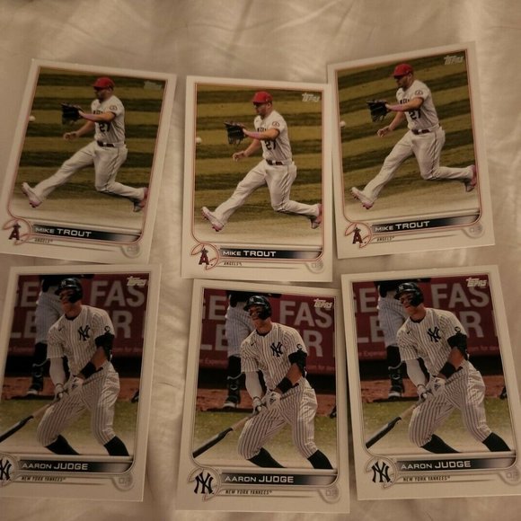 2022 Series 1 Base #27 Mike Trout and Aaron Judge Base #99 Lot of 6 cards
